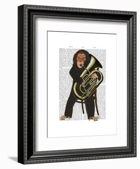 Chimp Playing Tuba-Fab Funky-Framed Art Print