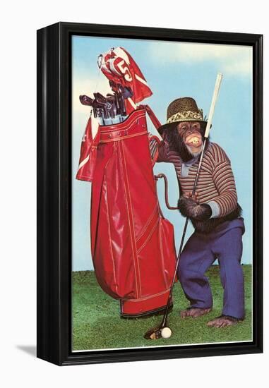 Chimp with Golf Bag-null-Framed Stretched Canvas