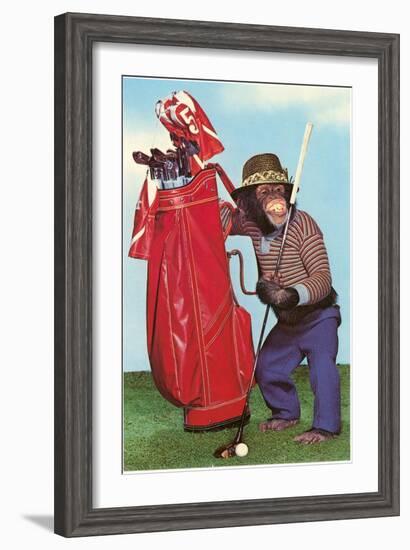 Chimp with Golf Bag-null-Framed Art Print