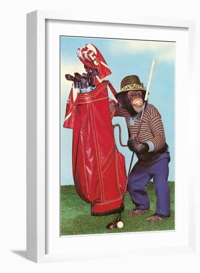 Chimp with Golf Bag-null-Framed Art Print