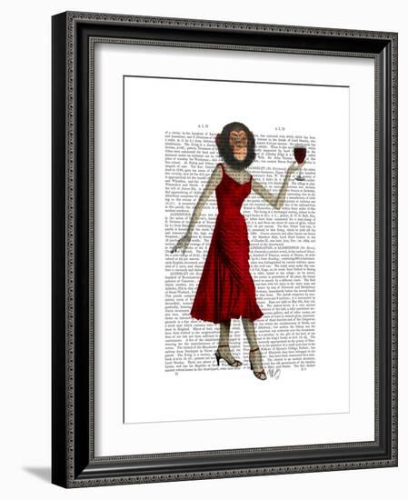 Chimp with Wine-Fab Funky-Framed Premium Giclee Print