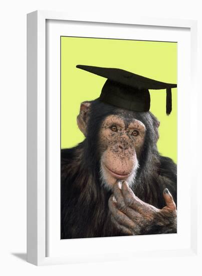 Chimpanzee in Mortarboard-null-Framed Photographic Print