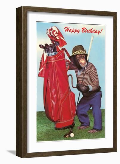 Chimpanzee with Golf Bag-null-Framed Art Print