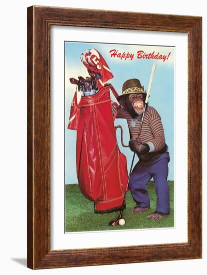 Chimpanzee with Golf Bag-null-Framed Art Print