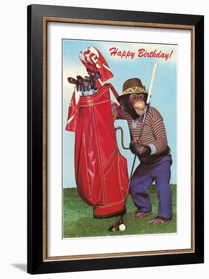 Chimpanzee with Golf Bag-null-Framed Art Print