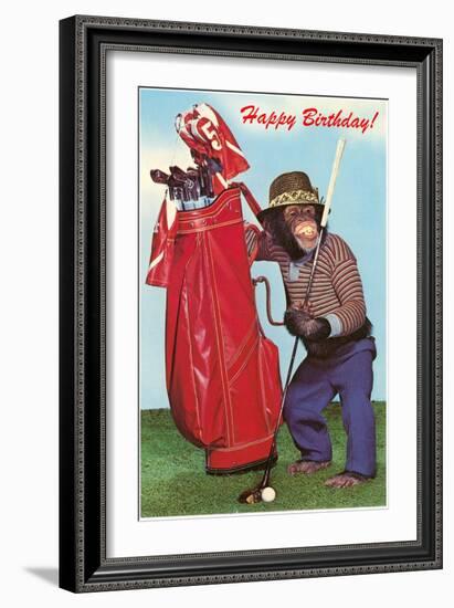 Chimpanzee with Golf Bag-null-Framed Art Print