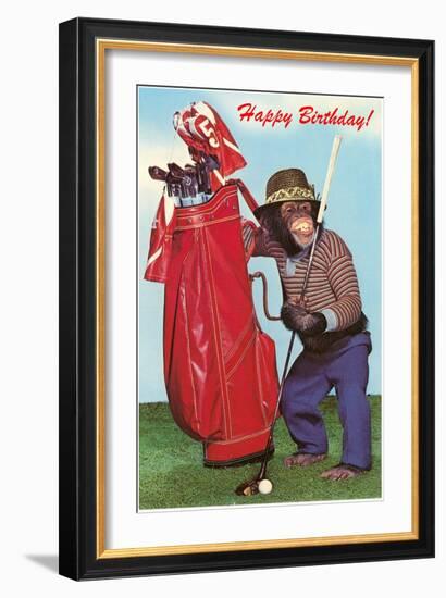 Chimpanzee with Golf Bag-null-Framed Art Print