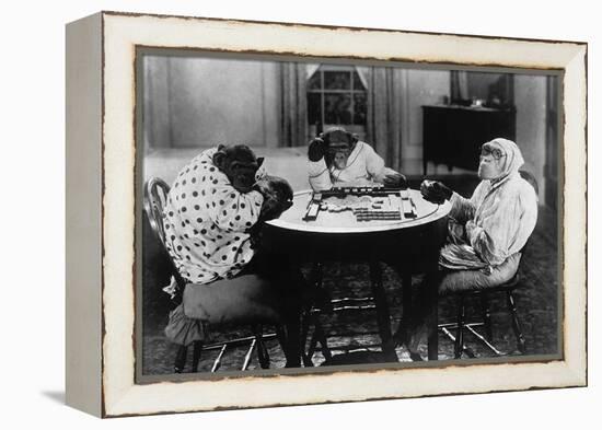 Chimpanzees Play Mahjong-null-Framed Premier Image Canvas