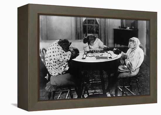 Chimpanzees Play Mahjong-null-Framed Premier Image Canvas