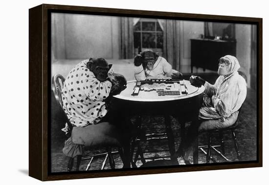 Chimpanzees Play Mahjong-null-Framed Premier Image Canvas