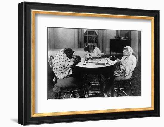 Chimpanzees Play Mahjong-null-Framed Photographic Print