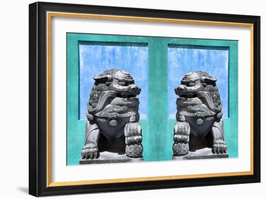 China 10MKm2 Collection - Asian Sculpture with two Lions-Philippe Hugonnard-Framed Photographic Print