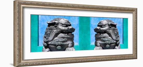 China 10MKm2 Collection - Asian Sculpture with two Lions-Philippe Hugonnard-Framed Photographic Print