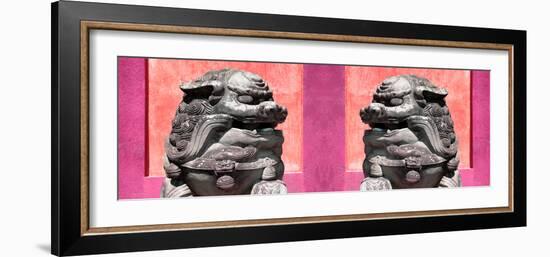 China 10MKm2 Collection - Asian Sculpture with two Lions-Philippe Hugonnard-Framed Photographic Print