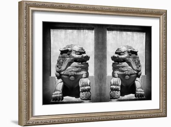 China 10MKm2 Collection - Asian Sculpture with two Lions-Philippe Hugonnard-Framed Photographic Print