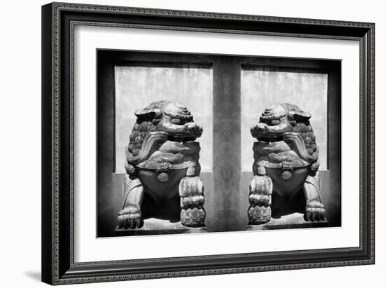 China 10MKm2 Collection - Asian Sculpture with two Lions-Philippe Hugonnard-Framed Photographic Print