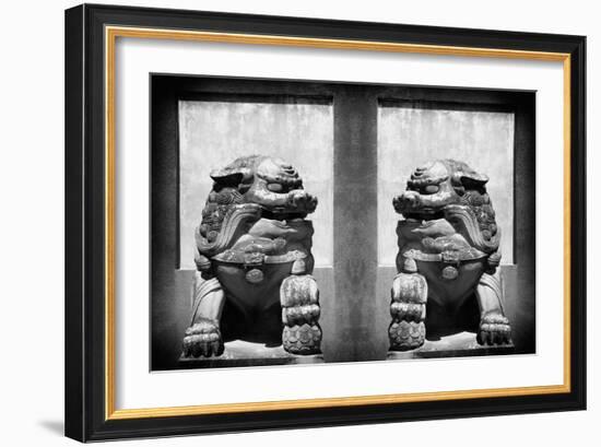 China 10MKm2 Collection - Asian Sculpture with two Lions-Philippe Hugonnard-Framed Photographic Print