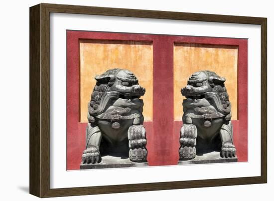 China 10MKm2 Collection - Asian Sculpture with two Lions-Philippe Hugonnard-Framed Premium Photographic Print