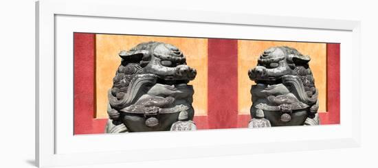 China 10MKm2 Collection - Asian Sculpture with two Lions-Philippe Hugonnard-Framed Photographic Print