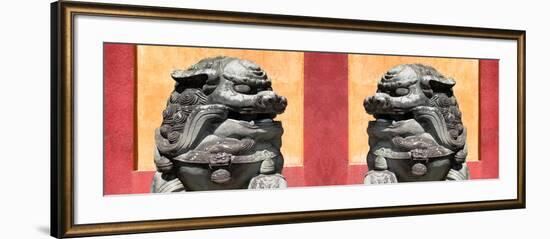 China 10MKm2 Collection - Asian Sculpture with two Lions-Philippe Hugonnard-Framed Photographic Print