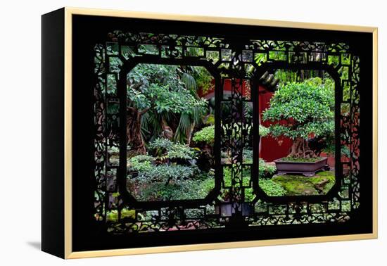 China 10MKm2 Collection - Asian Window - Bonsai Trees-Philippe Hugonnard-Framed Premier Image Canvas