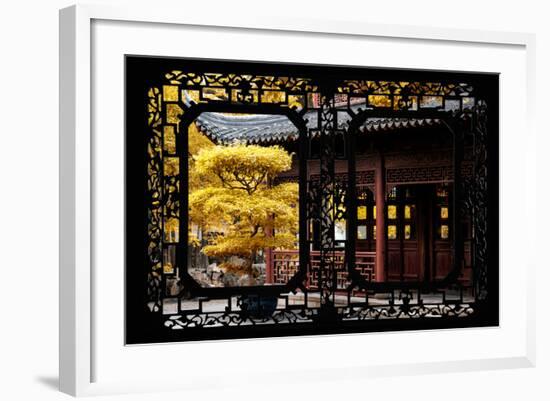 China 10MKm2 Collection - Asian Window - Classical Chinese Pavilion Fall Colors-Philippe Hugonnard-Framed Photographic Print