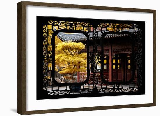 China 10MKm2 Collection - Asian Window - Classical Chinese Pavilion Fall Colors-Philippe Hugonnard-Framed Photographic Print