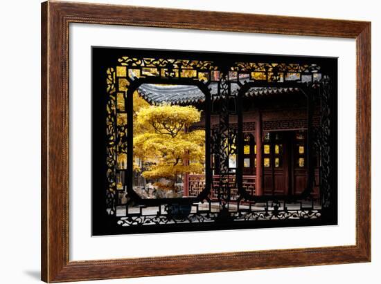 China 10MKm2 Collection - Asian Window - Classical Chinese Pavilion Fall Colors-Philippe Hugonnard-Framed Photographic Print