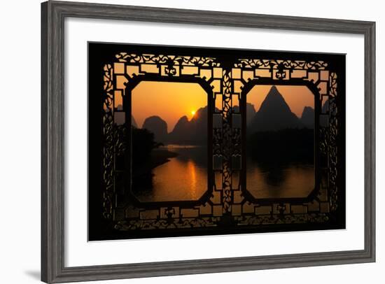 China 10MKm2 Collection - Asian Window - Great View of Yangshuo with Karst Mountains at Sunrise-Philippe Hugonnard-Framed Photographic Print