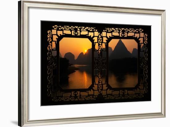 China 10MKm2 Collection - Asian Window - Great View of Yangshuo with Karst Mountains at Sunrise-Philippe Hugonnard-Framed Photographic Print