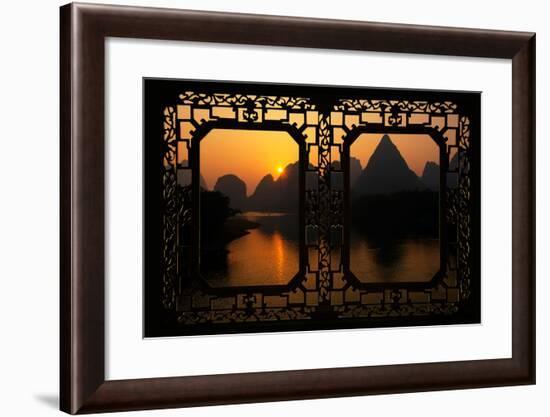 China 10MKm2 Collection - Asian Window - Great View of Yangshuo with Karst Mountains at Sunrise-Philippe Hugonnard-Framed Photographic Print