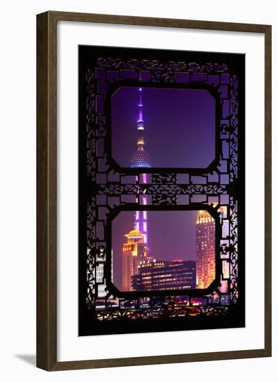 China 10MKm2 Collection - Asian Window - Oriental Pearl Tower at Night - Shanghai-Philippe Hugonnard-Framed Photographic Print