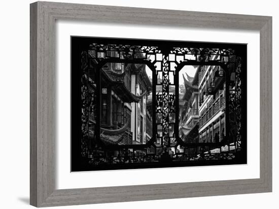 China 10MKm2 Collection - Asian Window - Traditional Architecture in Yuyuan Garden - Shanghai-Philippe Hugonnard-Framed Photographic Print