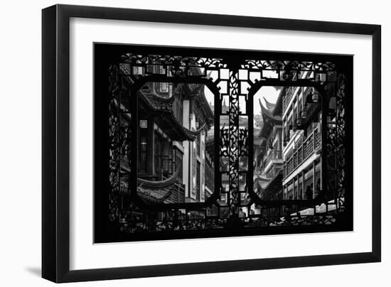 China 10MKm2 Collection - Asian Window - Traditional Architecture in Yuyuan Garden - Shanghai-Philippe Hugonnard-Framed Photographic Print