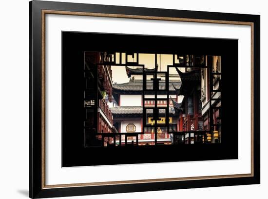 China 10MKm2 Collection - Asian Window - Traditional Architecture in Yuyuan Garden - Shanghai-Philippe Hugonnard-Framed Photographic Print