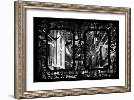 China 10MKm2 Collection - Asian Window - Traditional Architecture in Yuyuan Garden - Shanghai-Philippe Hugonnard-Framed Photographic Print