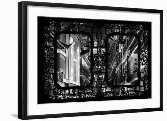 China 10MKm2 Collection - Asian Window - Traditional Architecture in Yuyuan Garden - Shanghai-Philippe Hugonnard-Framed Photographic Print