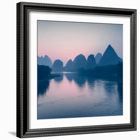 China 10MKm2 Collection - Beautiful Scenery of Yangshuo with Karst Mountains at Pastel Sunrise-Philippe Hugonnard-Framed Photographic Print