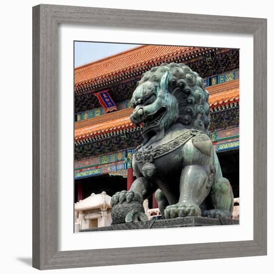 China 10MKm2 Collection - Bronze Chinese Lion in Forbidden City-Philippe Hugonnard-Framed Photographic Print