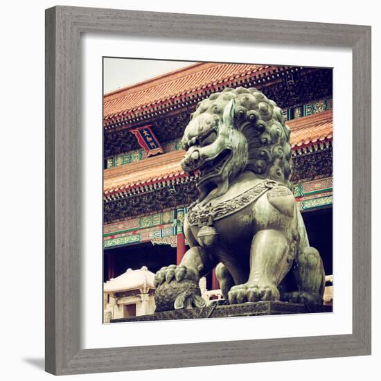 China 10MKm2 Collection - Bronze Chinese Lion in Forbidden City-Philippe Hugonnard-Framed Photographic Print