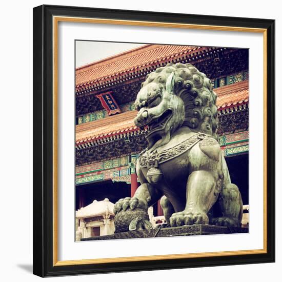 China 10MKm2 Collection - Bronze Chinese Lion in Forbidden City-Philippe Hugonnard-Framed Photographic Print