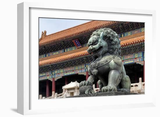 China 10MKm2 Collection - Bronze Chinese Lion in Forbidden City-Philippe Hugonnard-Framed Photographic Print