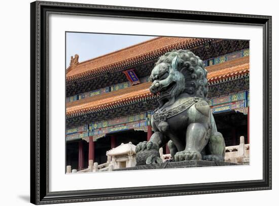 China 10MKm2 Collection - Bronze Chinese Lion in Forbidden City-Philippe Hugonnard-Framed Photographic Print