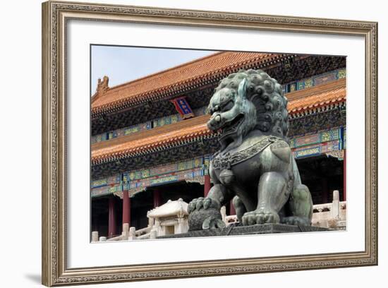 China 10MKm2 Collection - Bronze Chinese Lion in Forbidden City-Philippe Hugonnard-Framed Photographic Print