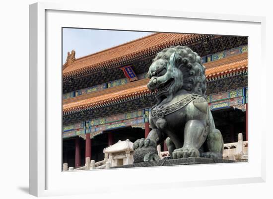 China 10MKm2 Collection - Bronze Chinese Lion in Forbidden City-Philippe Hugonnard-Framed Photographic Print