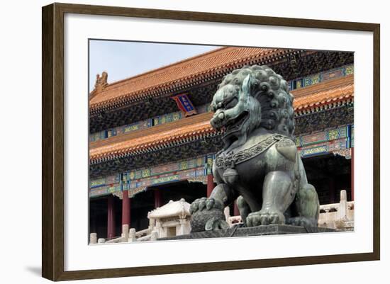 China 10MKm2 Collection - Bronze Chinese Lion in Forbidden City-Philippe Hugonnard-Framed Photographic Print