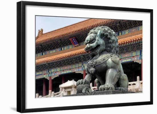 China 10MKm2 Collection - Bronze Chinese Lion in Forbidden City-Philippe Hugonnard-Framed Photographic Print