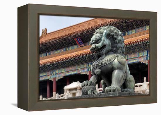 China 10MKm2 Collection - Bronze Chinese Lion in Forbidden City-Philippe Hugonnard-Framed Premier Image Canvas