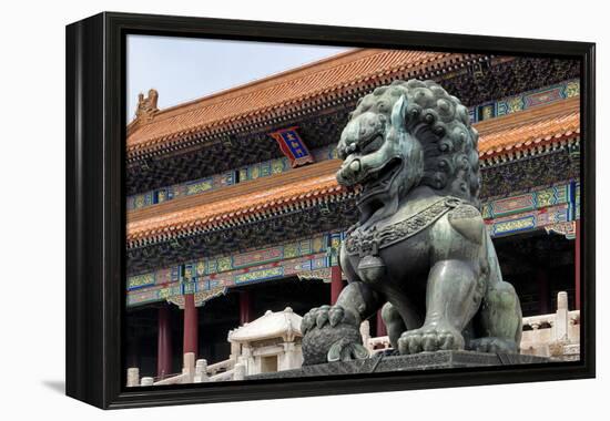 China 10MKm2 Collection - Bronze Chinese Lion in Forbidden City-Philippe Hugonnard-Framed Premier Image Canvas