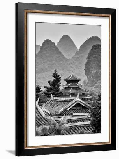 China 10MKm2 Collection - Chinese Buddhist Temple with Karst Mountains-Philippe Hugonnard-Framed Photographic Print